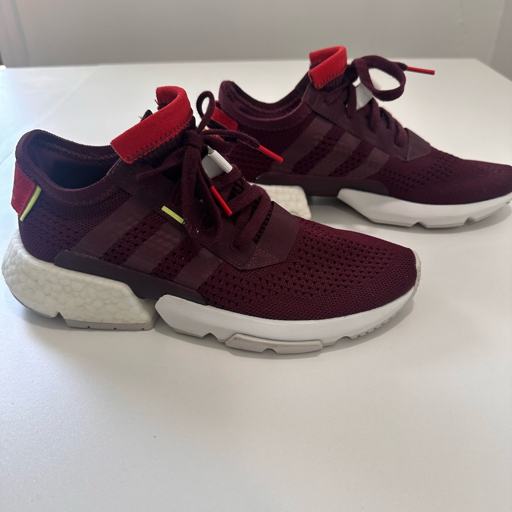 Adidas Maroon Athletic Shoes With White Soles